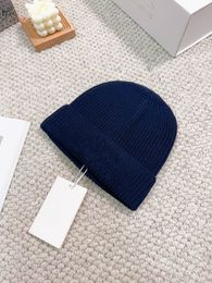 Winter Knitted Beanie Skull Caps Hats Blending cotton Women men blue high quality Thick Warm Hats Caps