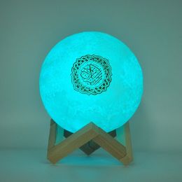 Portable Sers Bluetooth Wireless Muslim Night Light Quran sers 3D Moon With APP Control Speaekr Koran Touch Lamp 230908