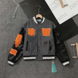 Off brand White Men's jacket Spring Fashion Heavy industry embroidered leather patch baseball uniform OW women's wool tweed couple coat