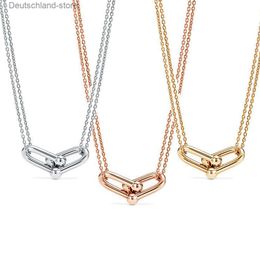 Pendant Necklaces Memnon Jewellery 925 Sterling Silver Double Link For Women U-shaped Necklace With Rose Gold Colour Wholesale Q230908