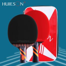 Table Tennis Rubbers Huieson 8 Stars Racket Set Double Pips in Rubber 7 Plys Pure Wood Blade Ping Pong Paddle for Beginner Training 230907