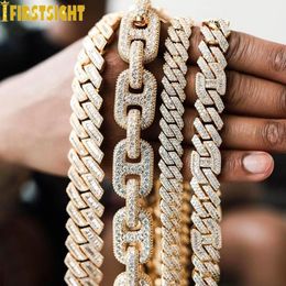 Charms Miami 19mm Big Box Clasp Cuban Link Necklace Charm Gold Silver Color Iced Out Bling CZ Zircon Men's Women Hip Hop Jewelry 230908