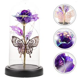 Decorative Flowers Eternal Flower Rose In Glass Dome Butterfly Preserved Romantic Decoration