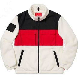 Mens designer color matching warm puffer jacket windbreaker women's zipper woolen jackets fashion white pocket climb sweater 273g