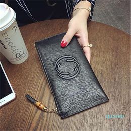 Genuine cow leather super thin zipper tassel women designer wallets lady fashion casual zero purses female popular phone clutchs n281n