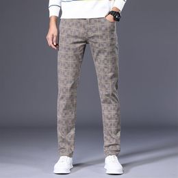 plaid jeans for men's Stright Denim Pants Men Loose Ankle-Length Jeans Male Plaid Casual Streetweat Korean Clothes2923