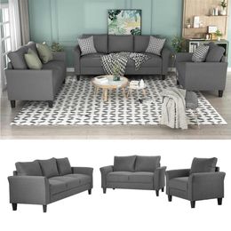US Stock 3-5 days Delivery U STYLE Polyester-blend 3 Pieces Sofa Set Living Room Set Living Room Furniture WY000036EAA328N