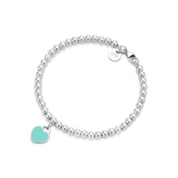 Fashion T Jewelry Women man Stainless beaded bracelet Forever Love enamel pink blue Heart charms Pulsera Bracelets lovers gifts296l