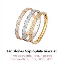 Designer bracelet bangles love luxury tennis bracelets women stainless steel rose gold couple full diamond fashion Jewellery valenti240z