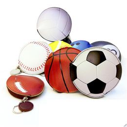 Keychains Lanyards Creative Sports Ball Wallet Keychain Football Basketball Cartoon Childrens Coin Purse Pu Pocket Change Mo Dhgarden Dh7Oc