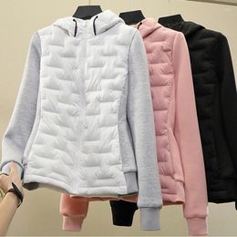 Women's Trench Coats Down Cotton Jacket Hooded Sports Running Casual Light Short Slim Fashion 2023 Large