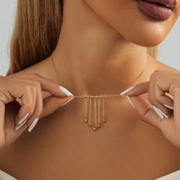 Pendant Necklaces Gold Texture Personality Temperament Copper Chain Necklace Ladies Romantic Prom Jewelry Wholesale