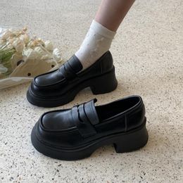 Dress Shoes Autumn Plus Size Platform For Women Slip-on Women's High Heels Fretwork Ladies Pumps Chunky Heel Loafers