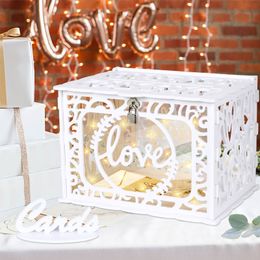 Other Event Party Supplies OurWarm Urn Wedding Card Box PVC Money Box Envelope Box with Lock Card Sign For Birthday Baby Shower Graduation Party Supplies 230907