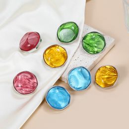 Fashion Metal Circular Resin Geometric Earrings for Women's Simple Charming Stud Earings Banquet Jewellery Accessories