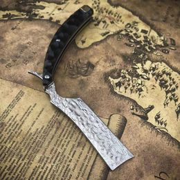 Men's classic razor 3 14-inch Damascus steel forged blade high-end ebony handle men collectibles gifts handmade goods Th257F