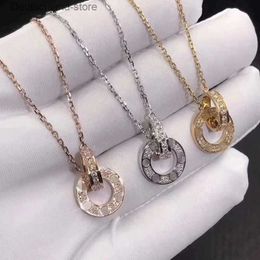 Pendant Necklaces new fashion love necklace jewelry men women double ring full bore two rows of drill octagonal screw cap lover couple gift Q230908