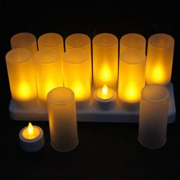 Kerzen-Set mit 12 wiederaufladbaren LED-Kerzen, flammenloses Teelicht, elektrisches Licht, Weihnachten, Valentinstag, Hochzeit, Kirche, Zuhause, Bar, Tischdekoration, AMBER 230907