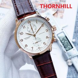 montre de luxe Mens Top Brand Watches Multi Functioanl Leather Watch Japan Quartz Movement Classic Wristwatches238g