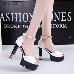 Sandals COVOYYAR Peep Toe Women High Heels Ankle Strap Platform Heeled Summer Shoes Sexy Ladies Pumps WSS4133