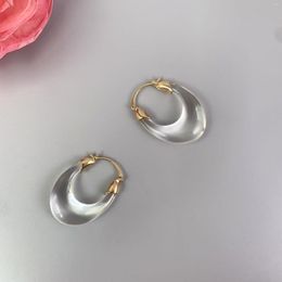 Hoop Earrings Oval Acrylic Gold Resin Hoops Earring Clear Lucite Thick Jewellery