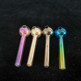 4 inches Colourful Pyrex glass Oil Burner pipe Tobcco Dry Herb Smoking Accessories Glass Tube Hand Pipes