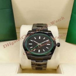 40mm Watches For Men Watch Men's Automatic All Black Steel Bracelet Silver 116400 Wristwatches Christmas Gifts Original box245O