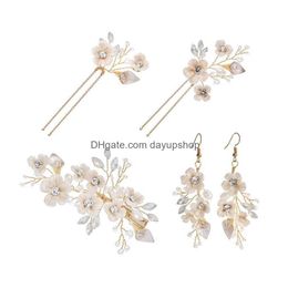 Hair Jewellery Ins Sell Delicate Porcelain Flower Ceramic Floral Bridal Comb Pins Handmade Women Prom Headpiece 210616 Drop Delivery Ha Dharf