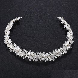 Hair Jewellery Luxury Clear Crystal Bridal Vine Pearls Accessories Headpiece Women Pageant Crown Headbands 220831 Drop Delivery Hairjew Dhxdz