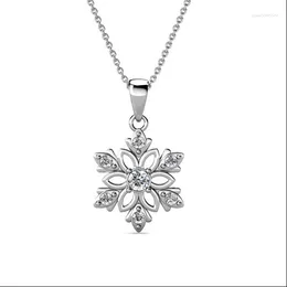 Pendant Necklaces 18k White Gold With Crystals Snowflake/Flower Necklace For Women Girls Teens Anniversary Birthday Gift Jewelry