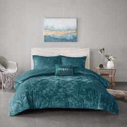 Bedding sets Alyssa Quilted Teal Velvet 4 Piece Comforter Set FullQueen 230907