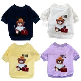 Designer Dog Clothes Brand Dog Apparel Dog T-Shirt with Little Bear Pattern Dogs Cats Cotton Vest Spring Summer Pet Hoodies Tee Shirt for Small and Medium Large Dogs 835