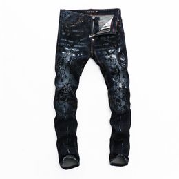 PLEIN BEAR Classic Fashion PP Man Jeans Rock Moto Mens Casual Design Ripped Trousers Distressed Skinny Denim Biker Jeans 157514258I