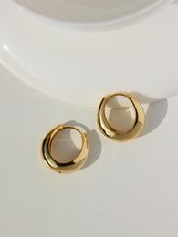 Hoop Earrings Chunky Earring's Minimalist Glossy Brass Plated 18K Gold Water Drop