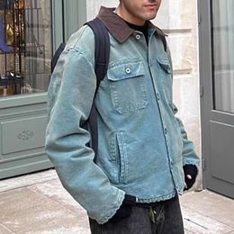 Мужская джинсовая куртка, повседневные куртки большого размера, верхняя одежда для мужчин и женщин, уличная одежда в стиле хип-хоп MG230278