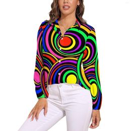 Women's Blouses Trippy Loose Blouse Circles Op Art Casual Oversize Women Long Sleeve Elegant Shirt Autumn Design Clothes