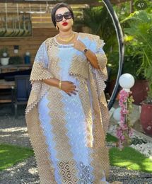 Plus size Dresses MAMADA L7590 African Women Clothing Dashiki Abaya Stylish Loose Long Evening Maxi Dresses Inside Skirt Free Size Dancing Party 230907