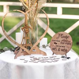 Other Event Party Supplies Wooden Sweet Heart-shaped Wedding Guest Book 3D Engraved Transparent Guestbook Guest Drop Box Welcome Card Wedding Decorations 230907