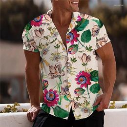 Men's Casual Shirts 2023 Floral Shirt S For Men 3d Print Hawaiian Tropical Beach Short Sleeve Fashion Tops Tee Homme Blouse Camisa