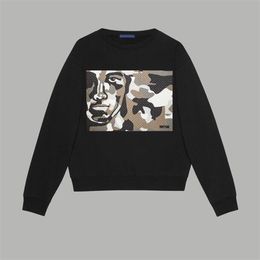 Autumn and Winter 100% Cotton Printed Terry Long Sleeve Men's Round Neck Sweater Unisex Round Neck OS Drop Shoulder Style j9-44