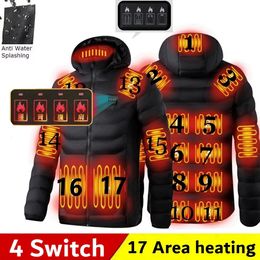 Men's Down Parkas Men 9 Areas Heated Jacket USB Winter Outdoor Electric Heating Jackets Warm Sprots Thermal Coat Clothing Heatable Cotton jacket 230907