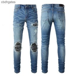 Quality Heavy Perforated Demin 2023 Jeans Jean Mens Fashion Washed Amiirii Men's High Craft Leather Purple 3 Jgcj