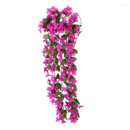 Decorative Flowers 70cm Hanging Wall Artificial Silk Violet Orchid Flower Rattan Plant Basket Outdoor Party Decoration Valentine's Day