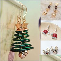 Charm Trendy Statement Christmas Tree Earrings For Women Santa Claus Snowman Drop Jewellery Girls Gifts Wholesale 221119 Delivery Dhqyi