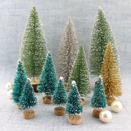 Christmas Decorations 5Pcs Miniature Tree Small Artificial Sisal Snow Landscape Architecture Trees for Crafts Tabletop Decor 230907