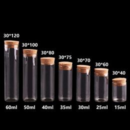 15ml 25ml 30ml 35ml 40ml 50ml 60ml Small Test Tube with Cork Stopper Bottles Jars Vials DIY Craft 24pieces T200506260W