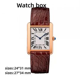 Men's and women's watches New Tank series top fashion casual 27mm 24mm couple leather small square waterproof luminous q212c