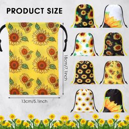 Storage Bags Sunflower Dstring Reusable Fall Hawaiian Colorf Treat Floral Party Candy Flower Gift For Summer Rustic Baby Shower Birt Ot2Ww