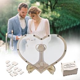 Other Event Party Supplies 60-100 Hearts Wedding Guest Book Alternative Guest Sign in Heart-shaped Wooden Card Wedding Decorations for Reception 230907