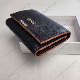 Designer wallet Small card bag Genuine Leather Short Wallet Light Luxury Geometric Letter Buckle Three fold Money Clip One Piece Fashionable and Simple Change purse